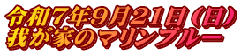 令和7年9月21日（日） 我が家のマリンブルー